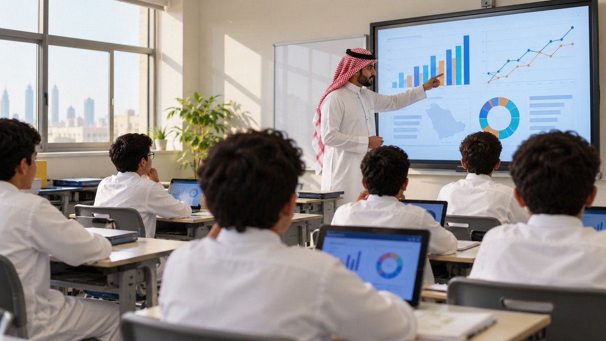 صورة توضيحية لبرنامج المعرفة الإحصائية في مدارس المملكة