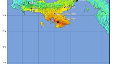 خريطة زلزال بنما الرسمية من هيئة المسح الجيولوجي الأمريكية